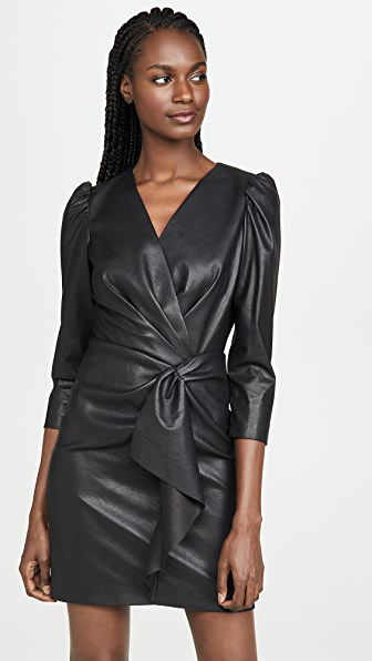 Rebecca Taylor Women's Vegan Leather Wrap Dress In Black | ModeSens
